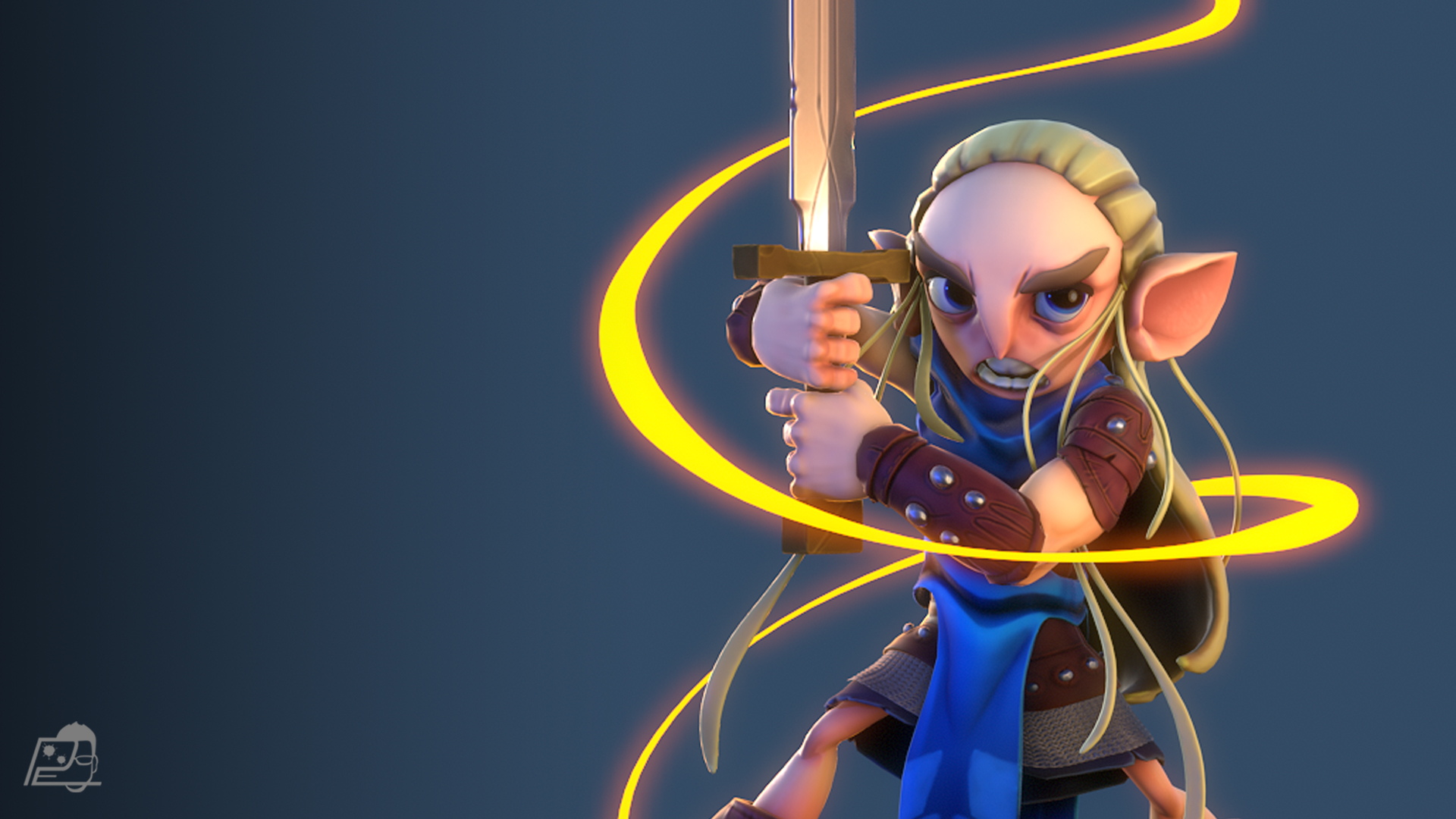 Render de detalle del guerrero elfo