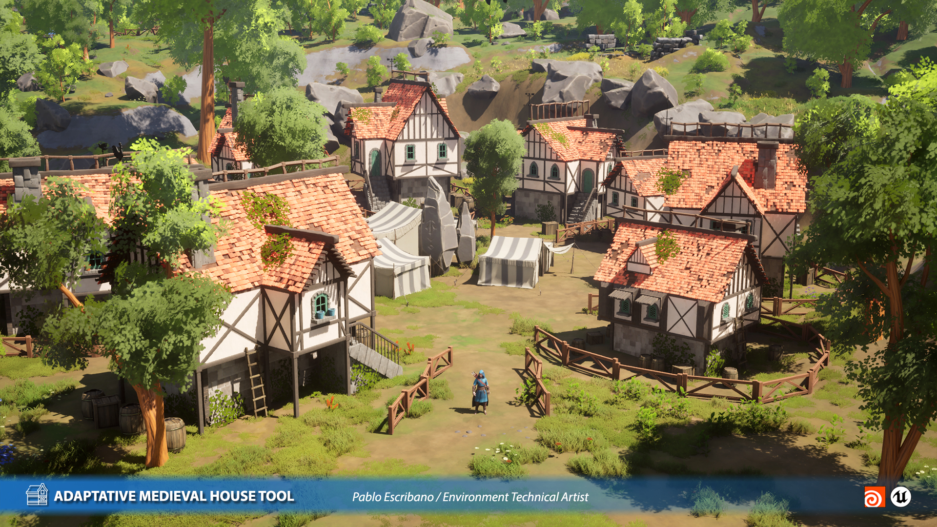 Segundo render del poblado medieval procedural